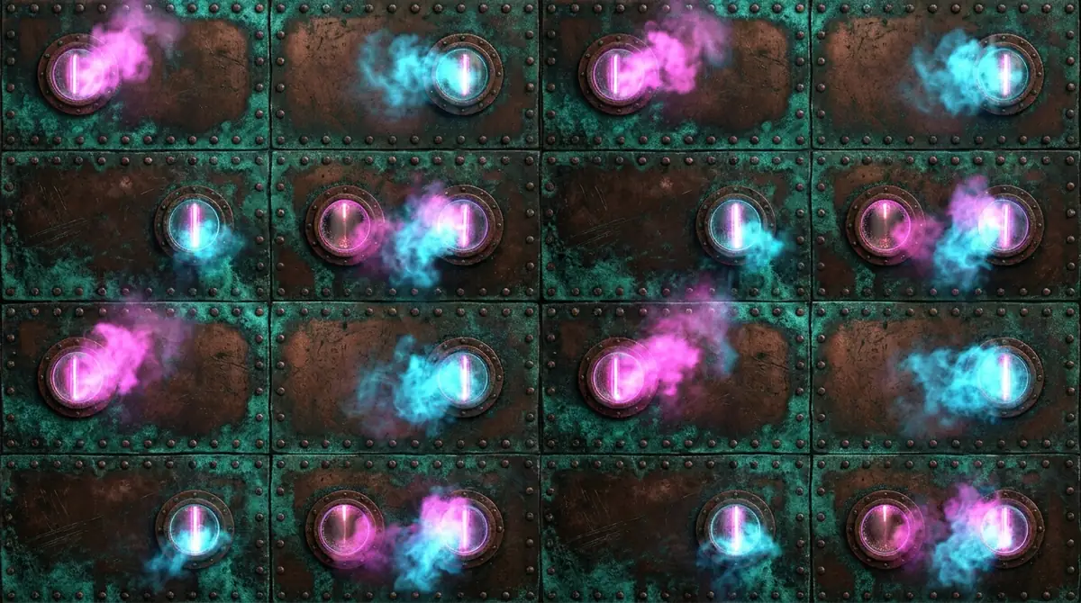 Tarnished Copper Plates with Portholes