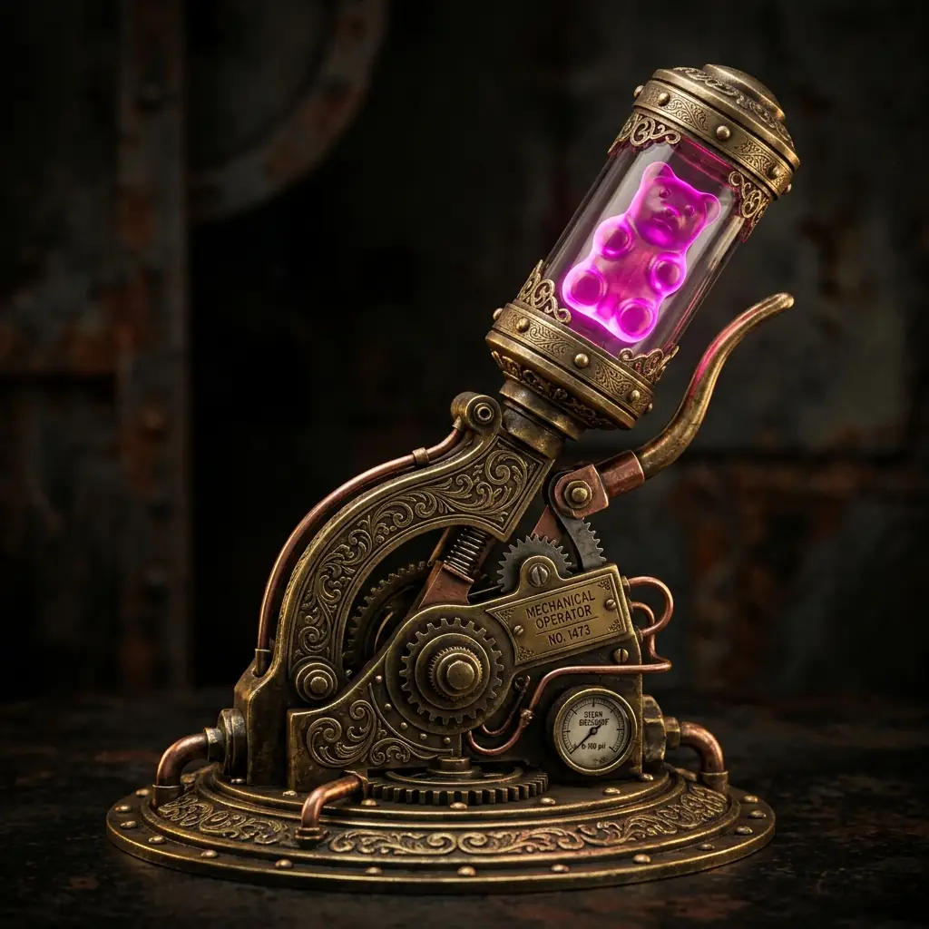 Brass Lever with Magenta Gummy Handle